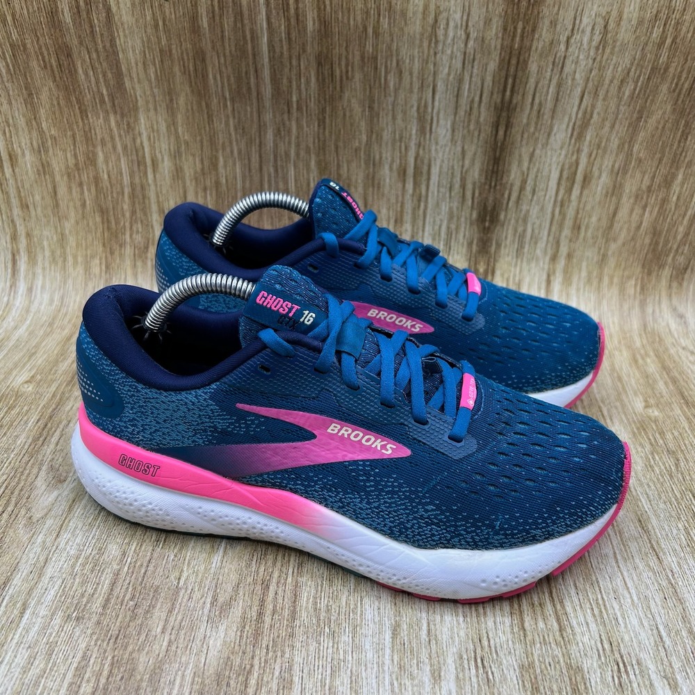 Brooks Ghost 16 GTX Running Shoes Women's Size 7 Moroccan Blue Pink Sneakers